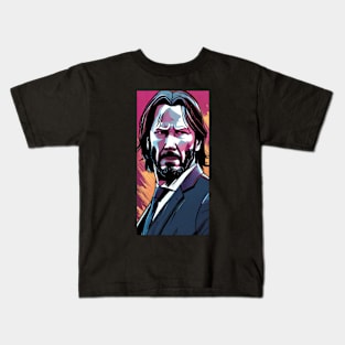 John Wick Comic book style_013 Kids T-Shirt